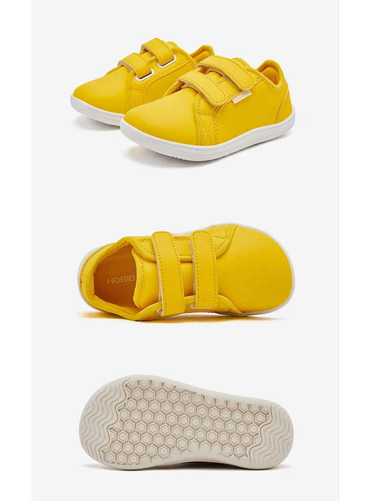 HOBIBEAR Kids Barefoot Shoes – Wide Toe Minimalist Sneakers for Boys & Girls, Lightweight, Hook Loop, Artificial Leather