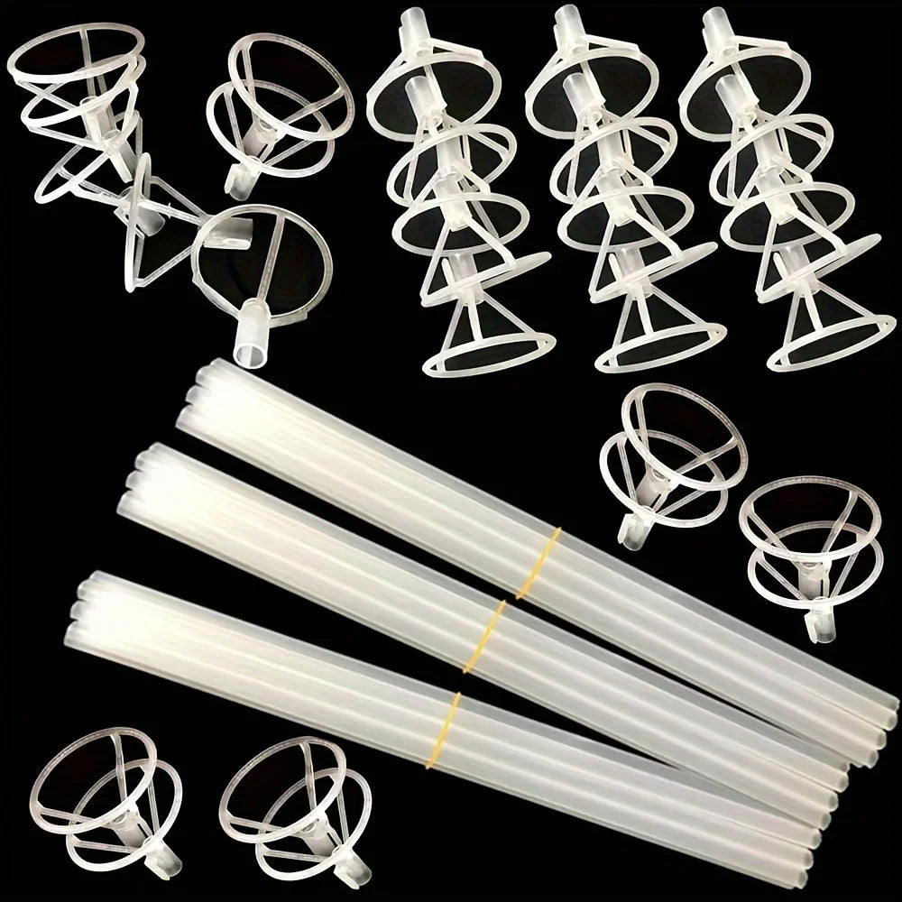 50PCS Transparent Bobo Balloon Stick Stands with Cups – Wedding, Valentine’s Day, Party & Event Decorations