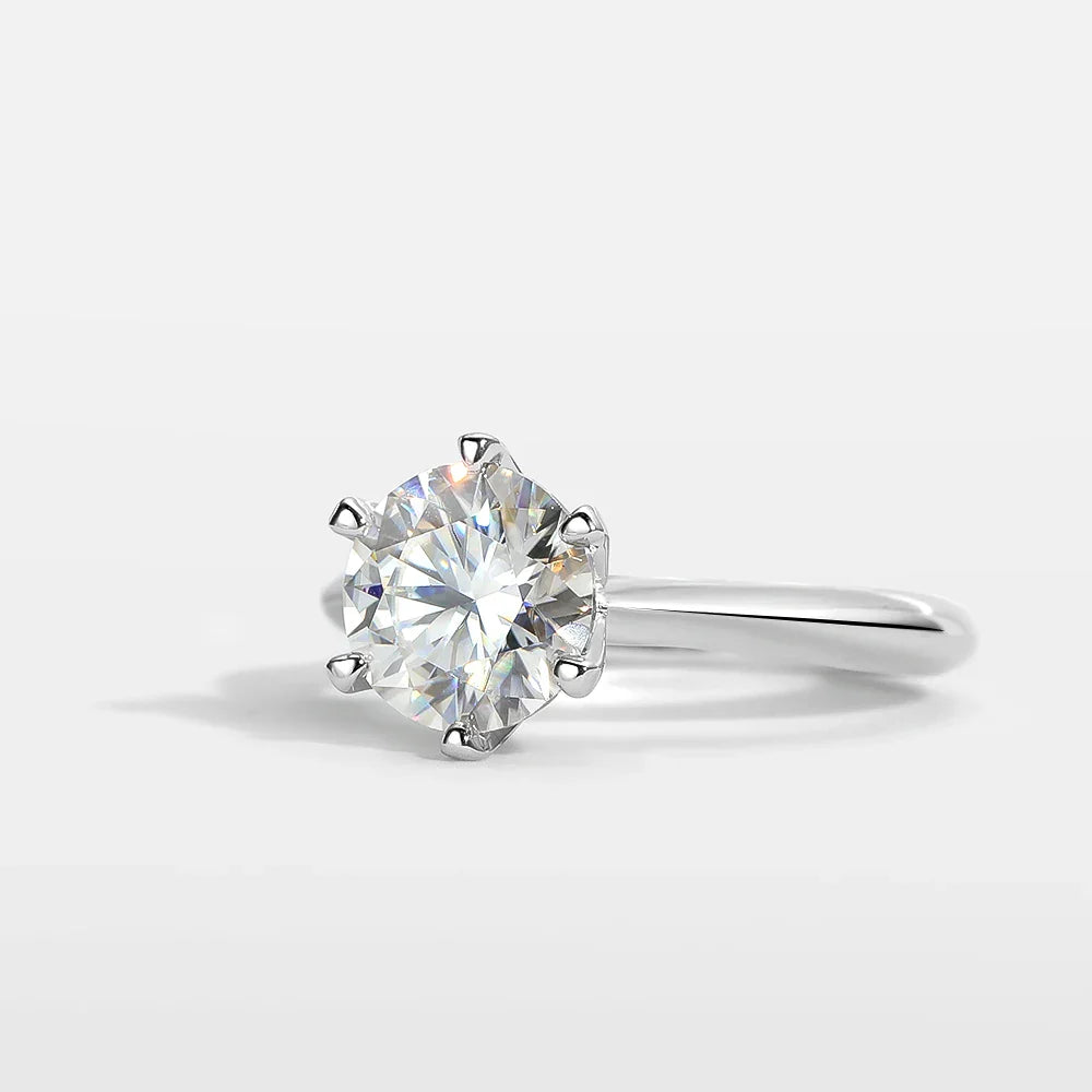 EWYA GRA Certified D Color Moissanite Solitaire Engagement Ring 0.5–10CT — 925 Sterling Silver Bridal Wedding Band for Women