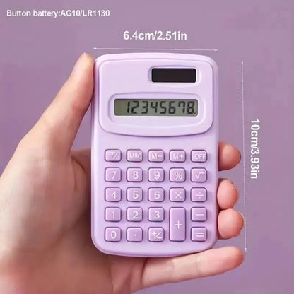 Small Solar Calculator - Portable 8-Digit LCD Electronic Calculator for Home, Office & Primary School Use
