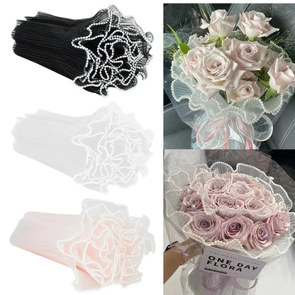 Tulip & Rose Pearl Mesh Tulle Roll — Flower Bouquet, Bobo Balloon, Birthday, Wedding & Anniversary Gift Wrapping