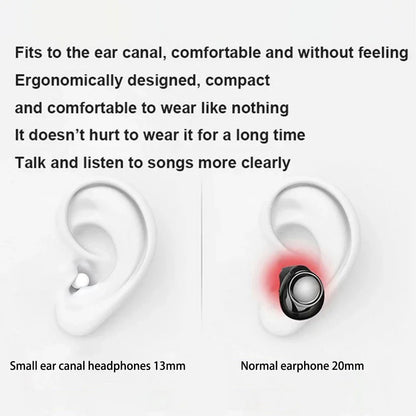 Invisible Mini Bluetooth Earphones – TWS Wireless Semi-In-Ear Headphones with Microphone & HD Call, Noise Reduction