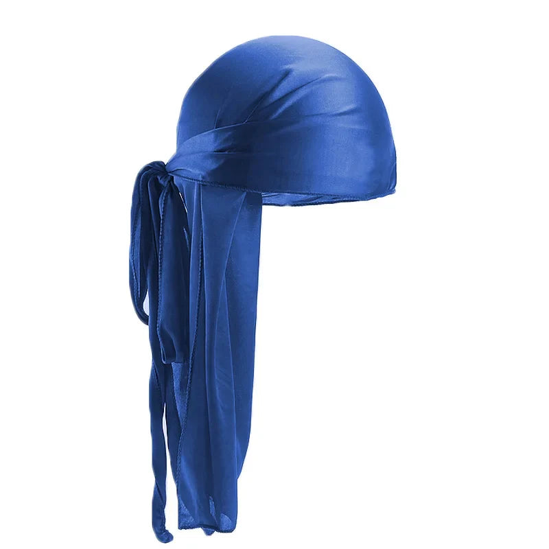 Unisex Silky Long Tail Durag Pirate Hat – Fashion Headwrap, Turban, Bandana, Cap for Women & Men, Hijab Hair Accessories