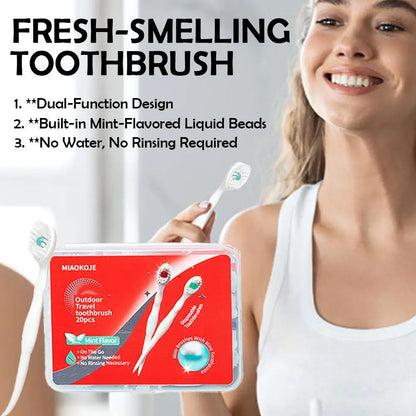 20pcs Mini Travel Toothbrush Set - Disposable Toothbrush With Toothpaste Beads Portable Adult Oral Cleaning Kit