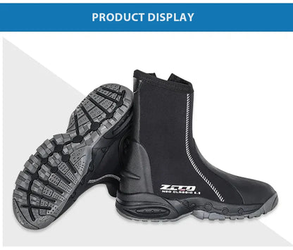 5mm Neoprene Dive Boots with Side Zipper – Wetsuit Shoes for Men & Women, Snorkeling & Scuba Diving Water Sports Accessories