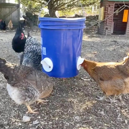 DIY Rain-Proof Chicken Feeder Kit: Poultry Feeding Supplies for Buckets, Barrels, Bins, Troughs - Gravity Feed Port