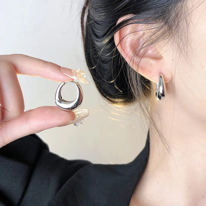 Stainless Steel Chunky Hoop Earrings – Smooth Round Statement Hoops for Women & Girls, Punk Fashion Jewelry