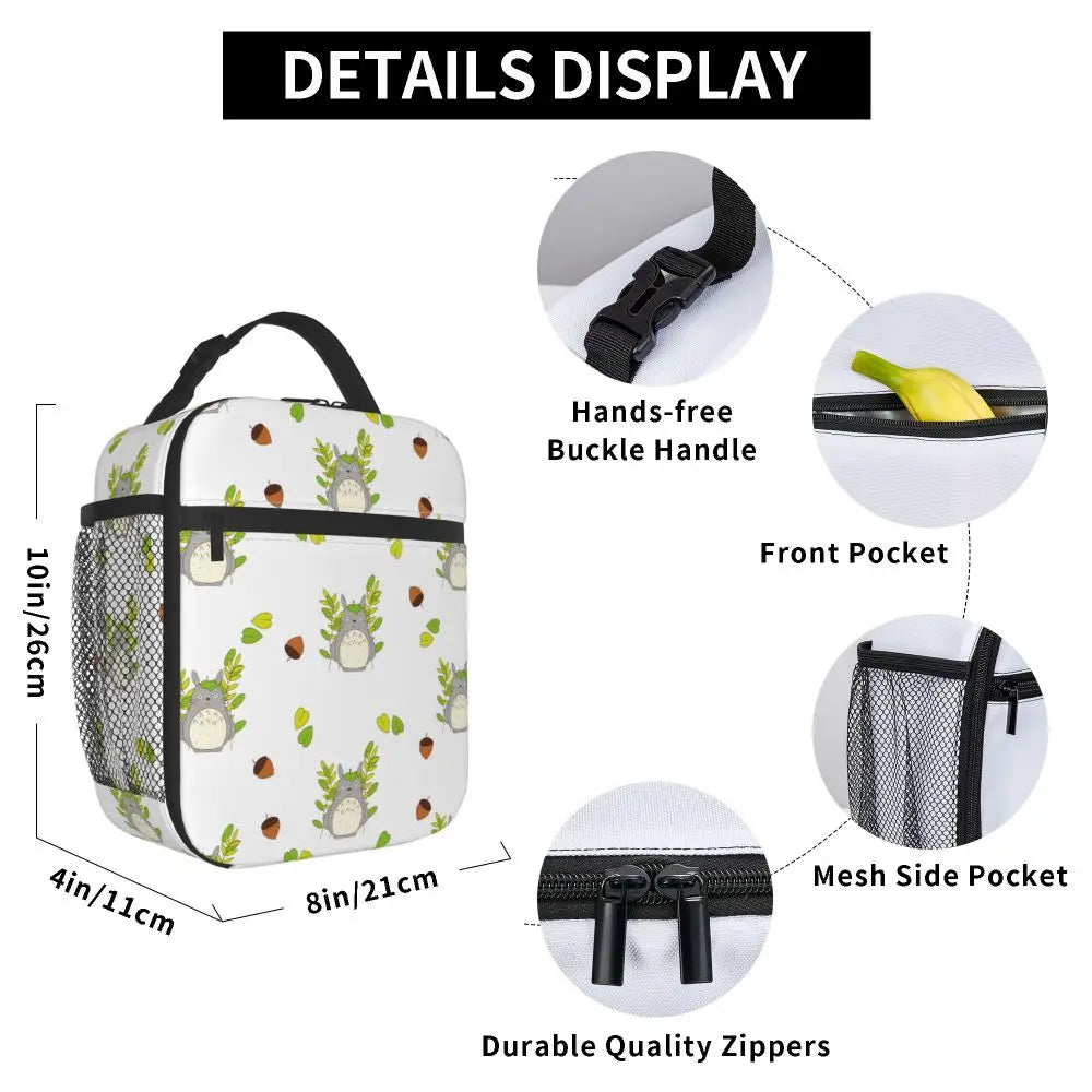 Totoro Miyazaki Anime Insulated Lunch Tote Bag – Portable Thermal Cooler for School & Office