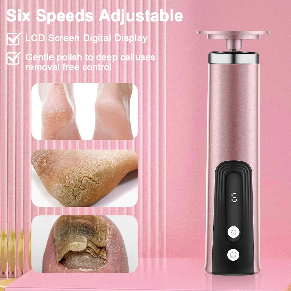 Rechargeable Wireless Electric Foot Callus Remover — Pedicure Tool for Dead Skin & Cuticle Removal (Replacement Sanding Heads)