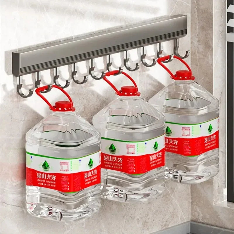 Wall Mounted Punch-Free Hooks Rack – Multi-Purpose Kitchen & Bathroom Utensil, Towel, Robe, and Coat Holder