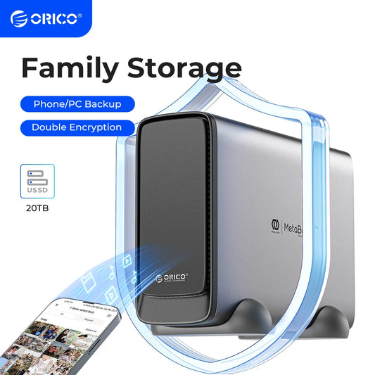 ORICO Mini Metal Box – 3.5" Diskless NAS for Personal Storage, Type-C Network Attached Storage with Automatic Backup & Remote Access   1/2