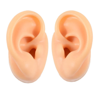 Soft Silicone Ear Model Display Stand – Tattoo Practice & Body Piercing Jewelry Holder with Acrylic Earring Display Kit for Training & Showcase