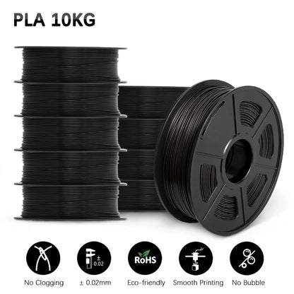SUNLU 10KG 3D Printer Filament Set – 1.75mm PLA, PETG, PLA+ & Clear, 10 Rolls x 1KG Neatly Wound for 3D Printers & 3D Pens