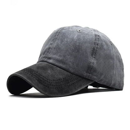 Baseball Snapback Cap – Pure Color Cowboy Hat, Water-Washed Hip Hop Fitted Cap for Men & Women, Spring & Autumn