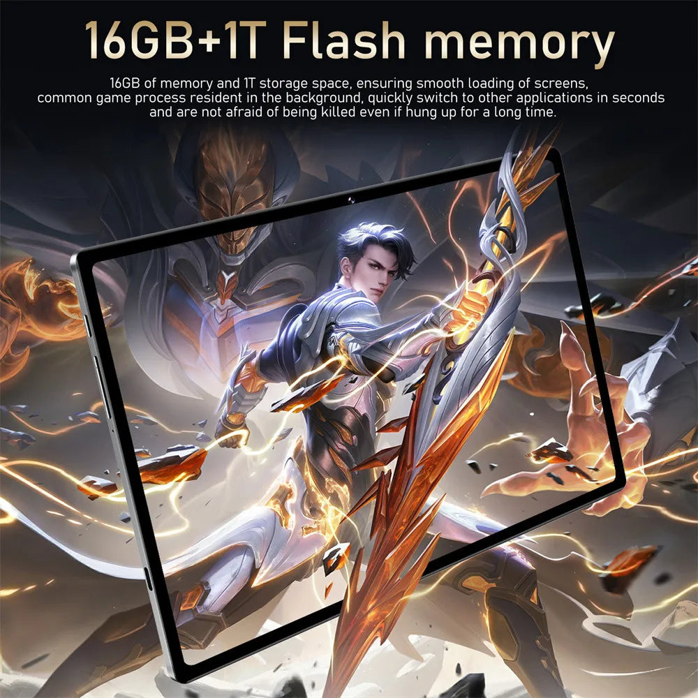 16 Pro 10.1" Android Tablet – HD Display, Android 12, 4G/5G Dual SIM, GPS, 10000mAh for Kids