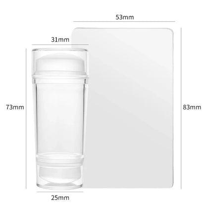 Clear Jelly Nail Stamper Set - Silicone Nail Art Stamp Tool with Scraper for Manicure Designs