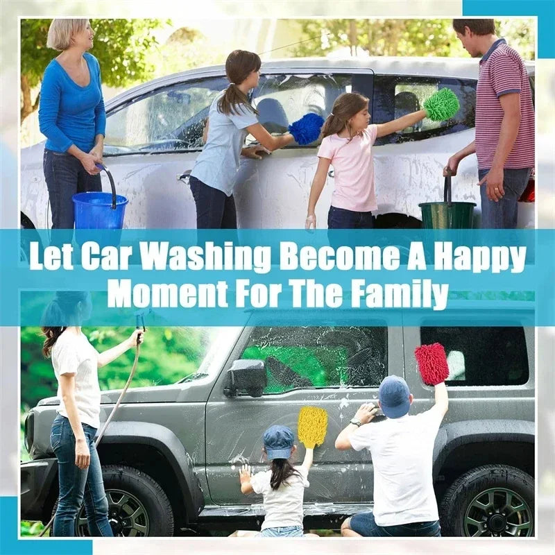 1/5pcs Microfiber Car Wash Gloves — Ultra-Absorbent, Scratch-Free Auto Cleaning Sponge Tool