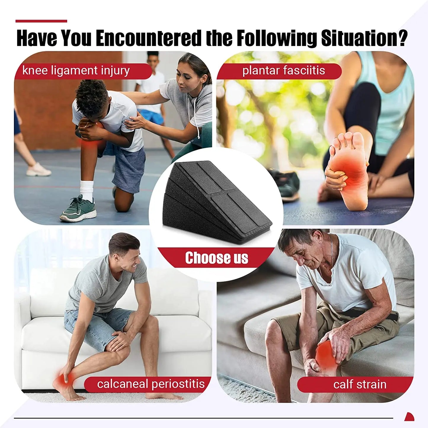 3-Piece Yoga Bricks Squat Wedge Set: Adjustable Slant Board for Exercise Gym Fitness - Non-Slip Foot Stretcher, Yoga Accessories