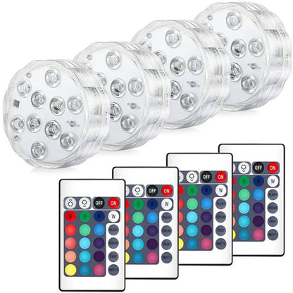 10LED RGB Submersible LED Light – Battery Operated Underwater Night Lamp for Pool, Garden, Wedding & Vase Decorations