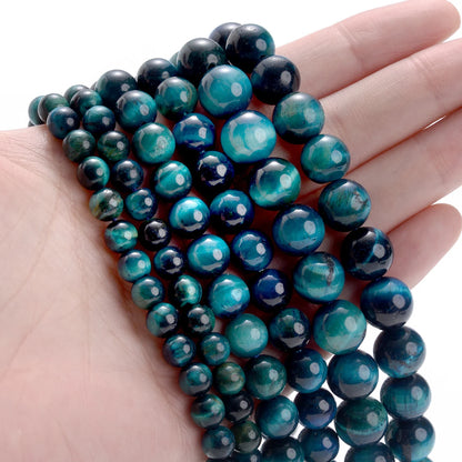 Natural Stone Round Beads 4-12mm Tiger Eye Lava Turquoise Jade for DIY Jewelry Making Bracelet Craft Supplies