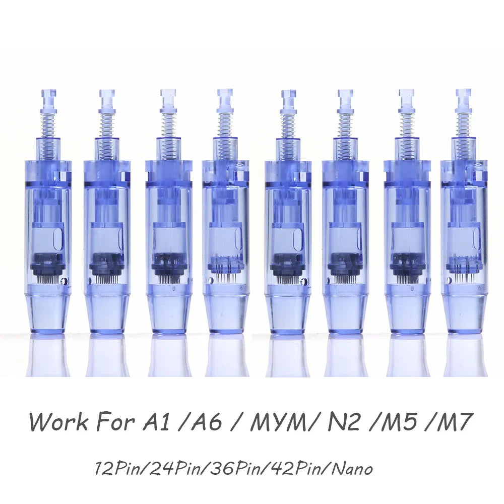 9/12/36/42 Derma Pen Needles – 10/50/100pcs Bayonet Tattoo Cartridge Tips for A1 A6 Microneedling Meso Machines