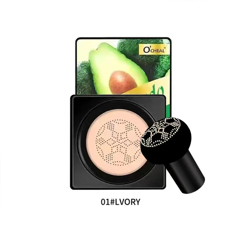 Air Cushion CC Cream with Mushroom Head Puff – Moisturizing, Brightening BB Cream & Waterproof Face Concealer