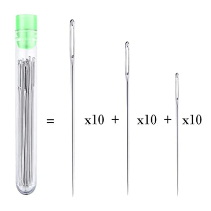 30Pcs Large Eye Sewing Needles Set (5 Sizes) for Cross Stitch, Leather & Embroidery Handmade Craft Threading Sewing Accessories
