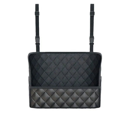 Large Capacity Car Middle Seat Storage Net - Leather Hanging Bag & Seat Back Organizer