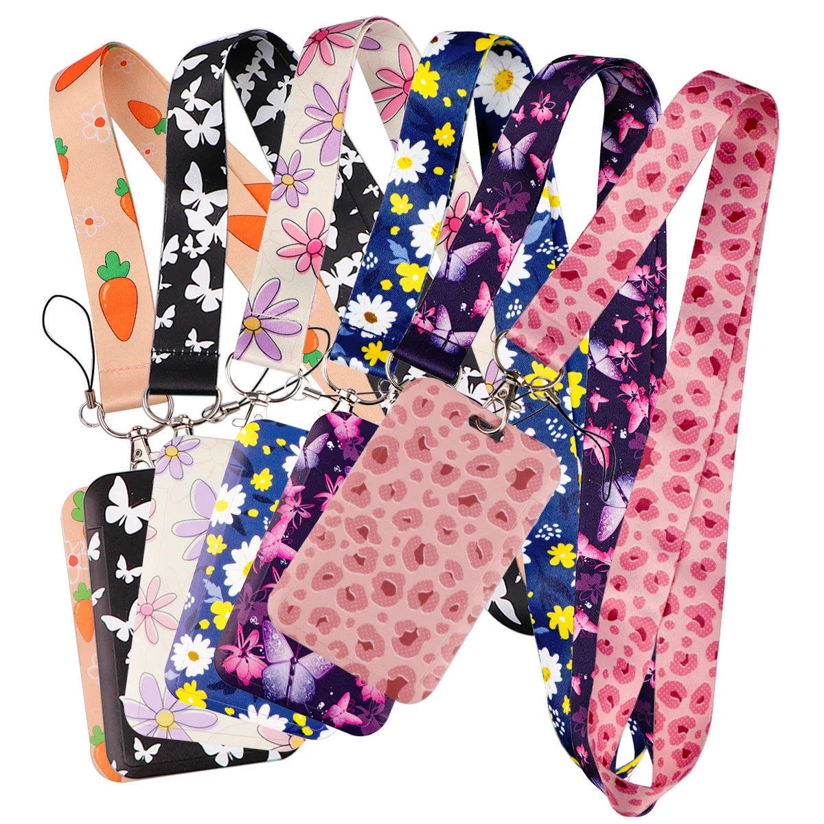 Cartoon Butterfly Lanyard for Keys – Neck Strap ID Badge Holder, Phone USB Keychain Accessories