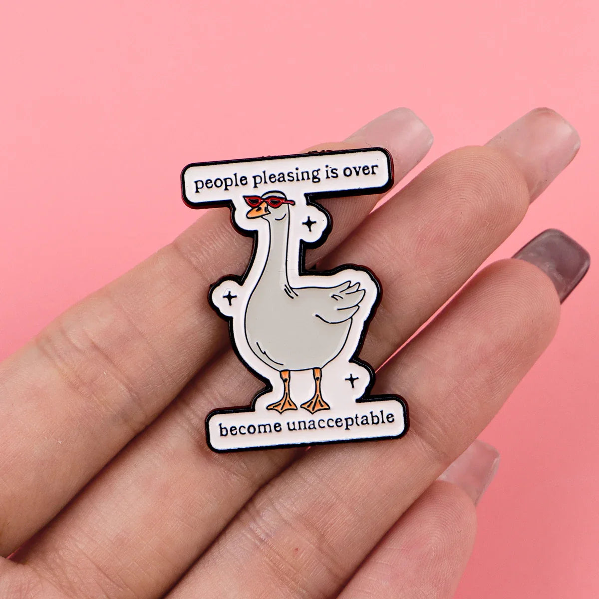 “People Pleasing Is Over” Goose Enamel Pin – Cute Lapel Brooch for Backpacks & Gifts