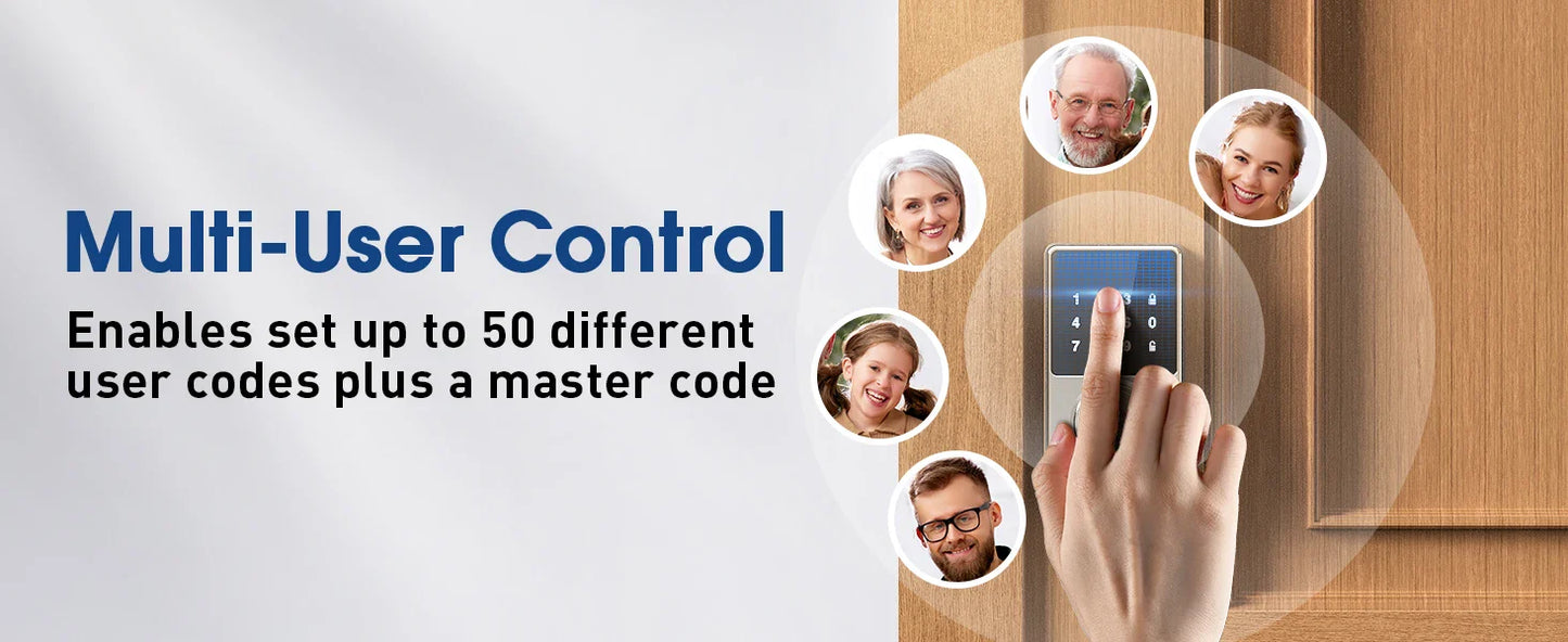 Smart Keyless Door Lock with Touchscreen Keypad – Password & App Unlock, Easy Install, Supports 50 User Codes