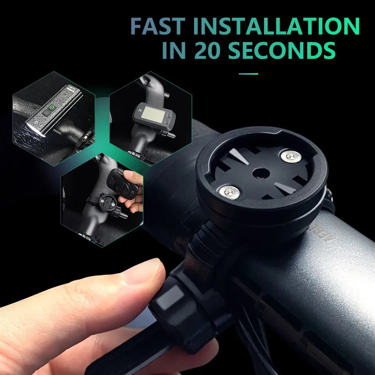 CYCLAMI S6 Bike GPS Computer Mount — Universal Rotatable Headlight & Bicycle Light Holder for Garmin, XOSS