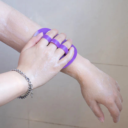 Silicone Body Scrubber with Natural Bristles – Skin Exfoliating Shower Sponge & Bath Brush