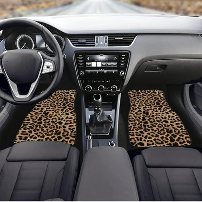 Leopard Print Car Floor Mats - 2PCS or 4PCS All-Weather Universal Fit for SUVs, Trucks & Limos