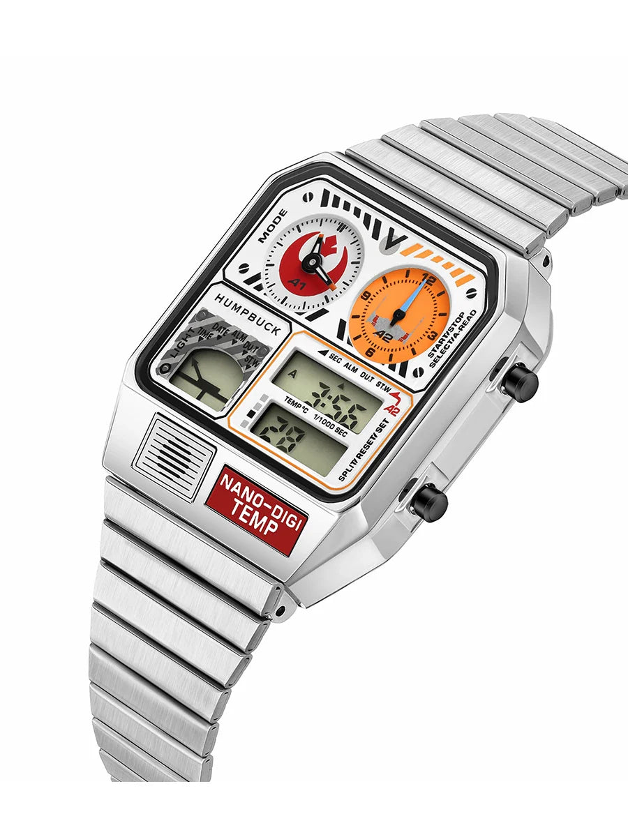 HUMPBUCK Men’s Digital Watch – Multifunctional Classic Wristwatch with Temperature, Stopwatch, Dual Time & Calendar