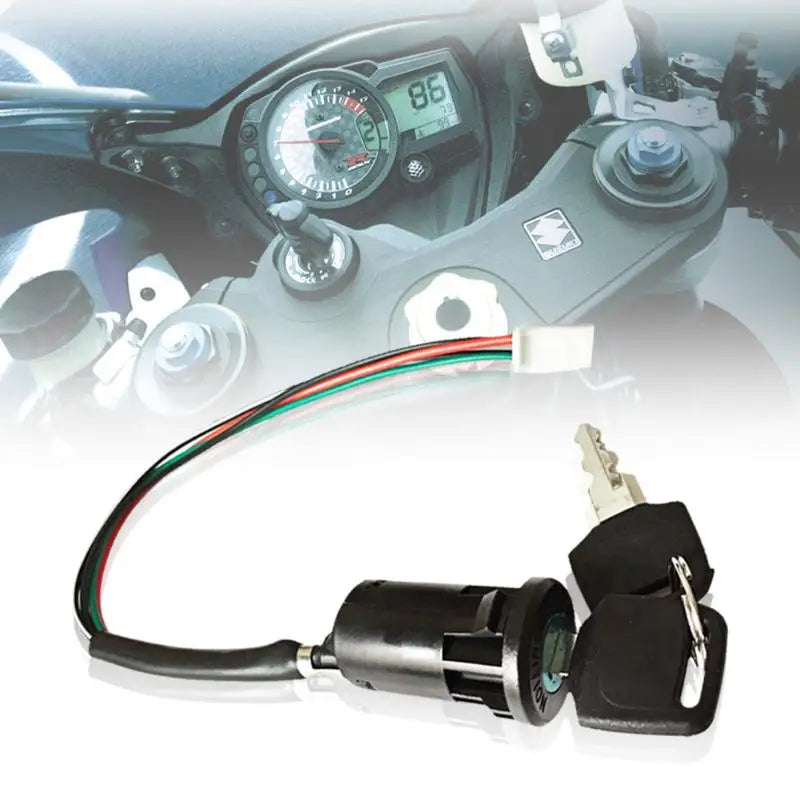 ATV Ignition Switch Key with Wire & Lock — Compatible with 50cc-250cc Quad & Dirt Bikes