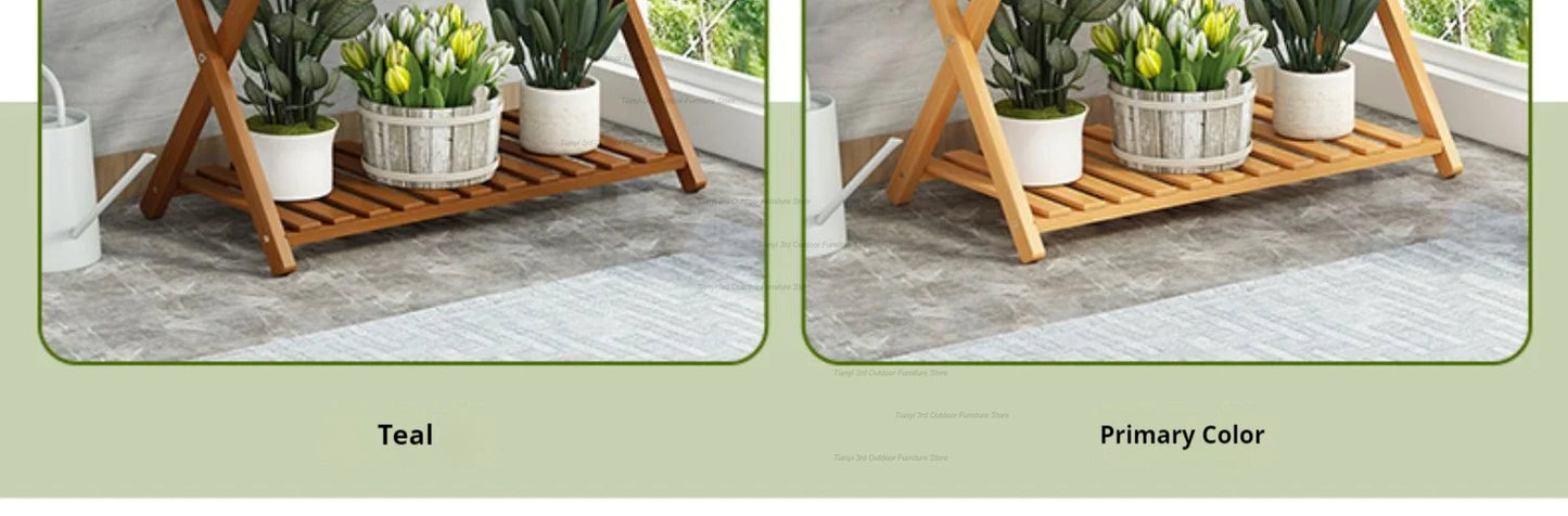 Nordic Wooden Plant Shelves - Indoor Flower Shelf for Living Room, Balcony, Garden Furniture, FYPS