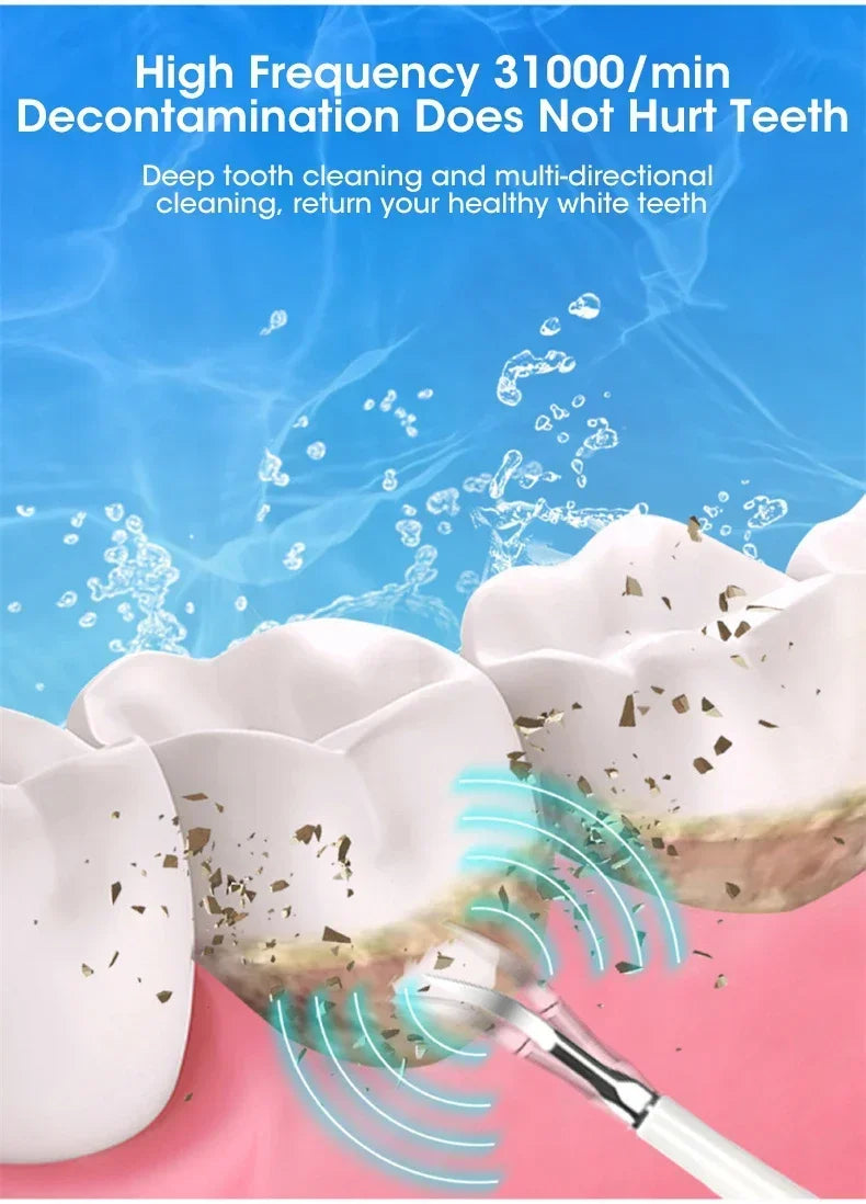 Electric Toothbrush with Sonic Cleaning – 3-in-1 Tartar Removal, Teeth Whitening, USB Charging, Replaceable Brush Head