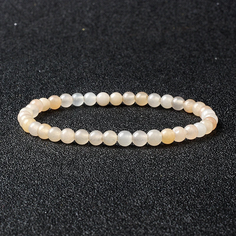 4mm Natural Stone Bead Stretch Bracelet for Men & Women – Agate Lava Handmade Reiki Crystal Jewelry
