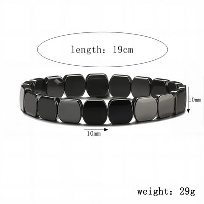 Natural Obsidian Half Moon Bracelet - Irregular Black Stone Beads Men's Fashion Accessory