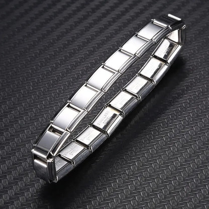 9mm Wide Stainless Steel Bracelet - Simple Trendy Style for Daily Wear - Silver-Color Charm Bracelet for Women, Unisex Party Style