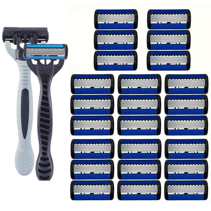 Men’s 6-Layer Stainless Steel Shaver – Classic Detachable & Reusable Razor Blade