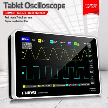 FNIRSI-1013D Digital Tablet Oscilloscope | Dual Channel 100MHz Bandwidth, 1GS/s Sampling Rate | 7" Mini Touchscreen Scope