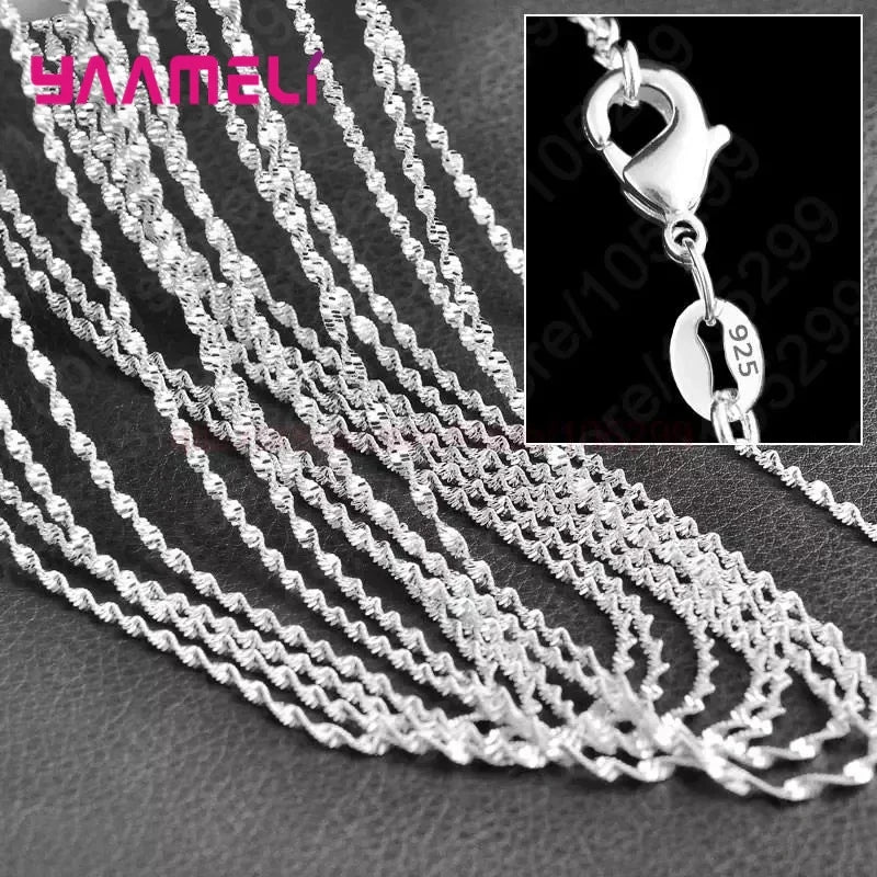 10PCS 925 Sterling Silver Charm Link Chain Necklaces – Smooth Lobster Clasp Jewelry, 16-30 Inch Adjustable