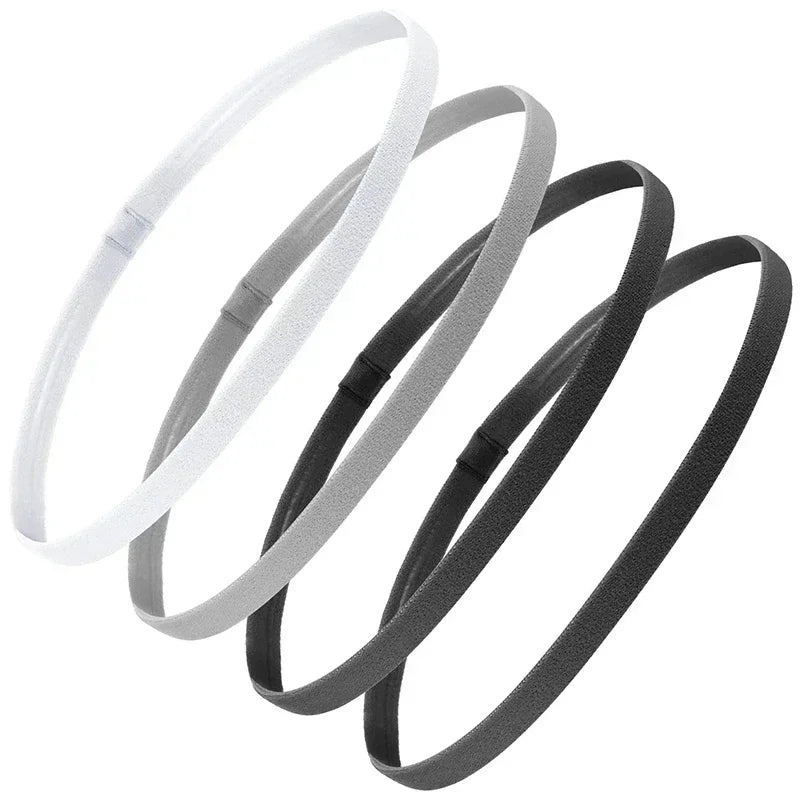 4 Pack Non-Slip Elastic Sports Headbands – Thick Sweatbands for Men & Women, Exercise & Outdoor Use