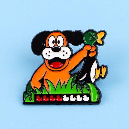 Funny Duck & Cute Dog Enamel Pin – Animal Lapel Brooch for Backpack, Clothing & Gifts