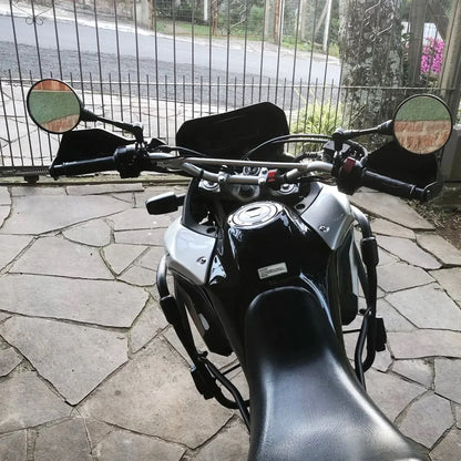 10mm Black Aluminum Motorcycle Side Mirror — Universal 360° Adjustable, Foldable, Anti-Fall Rearview Mirror