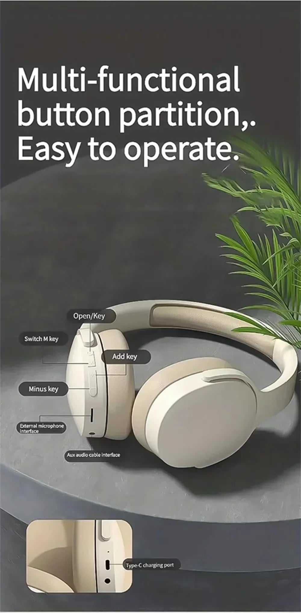 New Wireless Bluetooth Over-Ear Headphones – HiFi Stereo Headset with Mic, TF/AUX Music Player & Sports Earphones