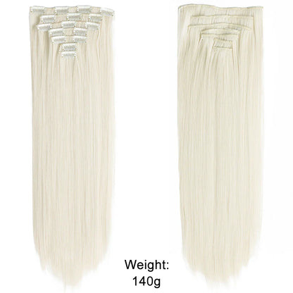 Women’s 7Pcs Hair Extensions with 16 Clips – Natural Black Straight Ombre Hairpiece