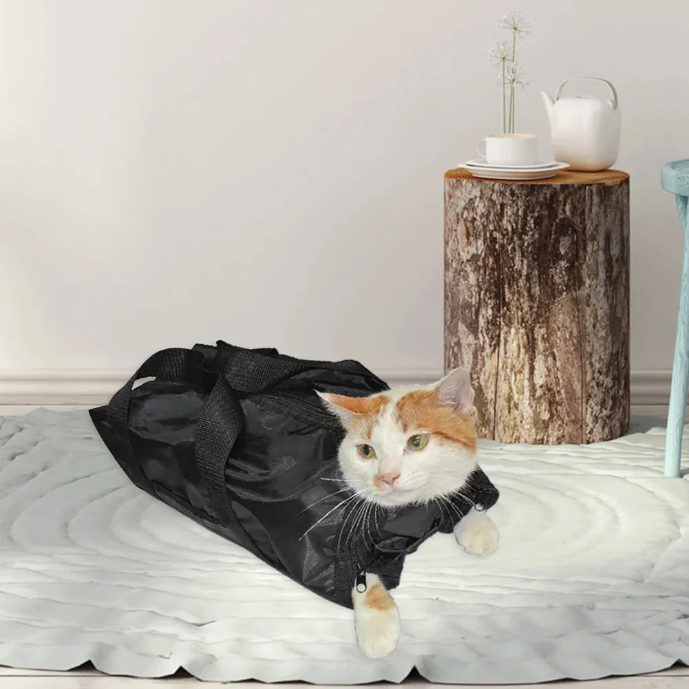 Mesh Cat Grooming & Bathing Bag – Adjustable Oxford Cloth Pet Restraint for Nail Trimming, Anti-Scratch & Bite